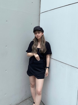 「アイテム（キャスケット）」を使った、TSUBASAさん（レディース・154cm）の夏コーディネート