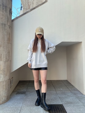 「ENVYM（アンビー）のアイテム（帽子）」を使った、TSUBASAさん（レディース・154cm）の春コーディネート