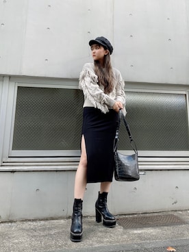 「ニット/セーター」｜「アイテム（帽子）」を使った、TSUBASAさん（レディース・154cm）の秋コーディネート