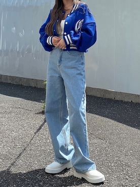「ENVYM（アンビー）のアイテム（スタジャン）」を使った、TSUBASAさん（レディース・154cm）の夏コーディネート