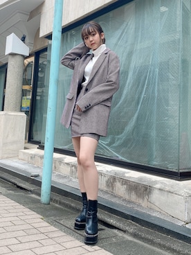 「アイテム（その他アウター、パープル系）」を使った、TSUBASAさん（レディース・154cm）の秋コーディネート