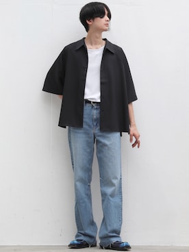 「ADER error（アーダーエラー）のアイテム（シューズ）」を使った、Fujino Masaruさん（メンズ・181cm）の夏コーディネート