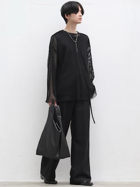 「ZARA（ザラ）のアイテム（パンツ）」を使った、Fujino Masaruさん（メンズ・181cm）の夏コーディネート