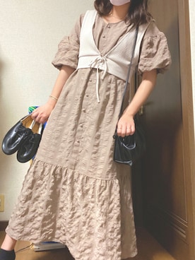 「natural couture（ナチュラルクチュール）のアイテム（イヤリング）」を使った、たらマヨさん（レディース・152cm）の夏コーディネート