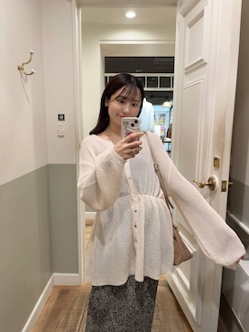 「A part by（アパートバイ）のプリーツイージータイトスカート2（Skirt、ベージュ系）」を使った、miyuさん（レディース・154cm）の春コーディネート