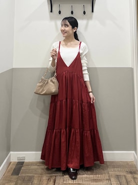 「A part by（アパートバイ）のチェーン2WAYBAG（Shoulderbag、ベージュ系）」を使った、miyuさん（レディース・154cm）の春コーディネート