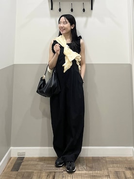 「A part by（アパートバイ）のハートモチーフバッグ（ショルダーバッグ、ブラック系）」を使った、miyuさん（レディース・154cm）の春コーディネート