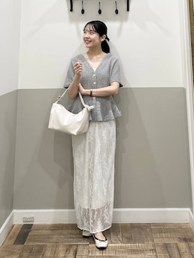 「A part by（アパートバイ）のハートモチーフバッグ（ショルダーバッグ、ホワイト系）」を使った、miyuさん（レディース・154cm）の春コーディネート