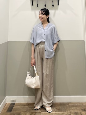 「A part by（アパートバイ）のハートモチーフバッグ（ショルダーバッグ、ベージュ系）」を使った、miyuさん（レディース・154cm）の春コーディネート