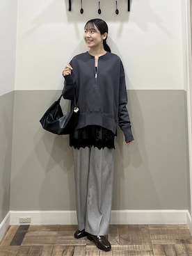 「A part by（アパートバイ）のレースキャミチュニック（Tunic、ブラック系）」を使った、miyuさん（レディース・154cm）の春コーディネート