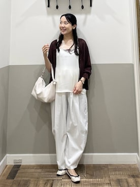 「A part by（アパートバイ）のハートモチーフバッグ（ショルダーバッグ、ホワイト系）」を使った、miyuさん（レディース・154cm）の夏コーディネート