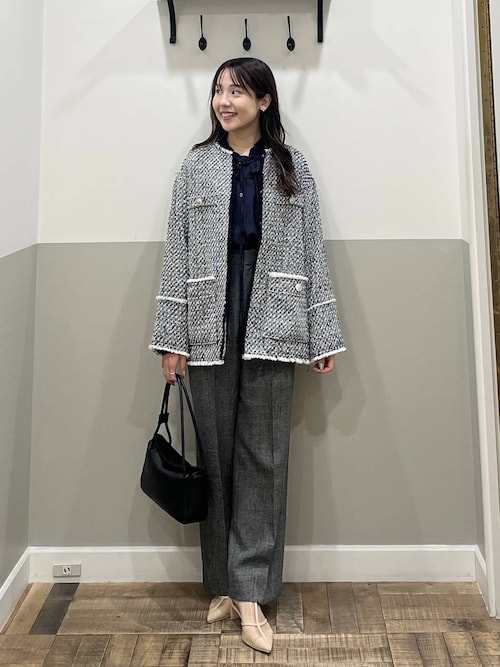 Sサイズ展開・セットアップ対応】ツイードノーカラージャケット（ノー