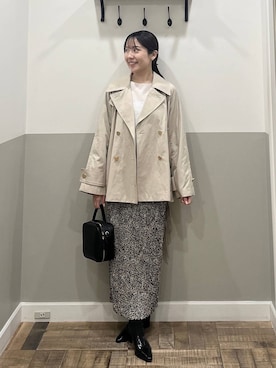 「A part by（アパートバイ）のプリーツイージータイトスカート2（Skirt、ベージュ系）」を使った、miyuさん（レディース・154cm）の春コーディネート