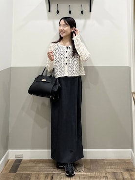 「A part by（アパートバイ）の【多機能】リネンライクキャミワンピース（ワンピース、グレー系）」を使った、miyuさん（レディース・154cm）の春コーディネート
