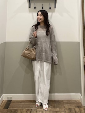 「A part by（アパートバイ）のチェーン2WAYBAG（ショルダーバッグ、ベージュ系）」を使った、miyuさん（レディース・154cm）の春コーディネート