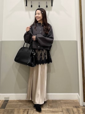 「アイテム（チュニック）」を使った、miyuさん（レディース・154cm）の冬コーディネート