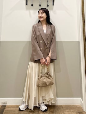 「A part by（アパートバイ）のＷライクテーラードスリットジャケット（テーラードジャケット）」を使った、miyuさん（レディース・154cm）の秋コーディネート