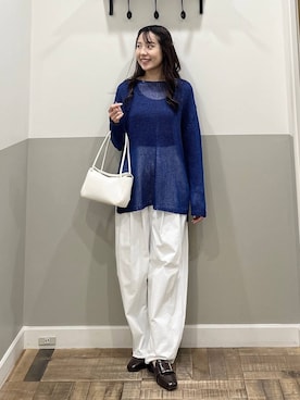 「A part by（アパートバイ）のスクエアハンドバッグ（Shoulderbag、ホワイト系）」を使った、miyuさん（レディース・154cm）の春コーディネート