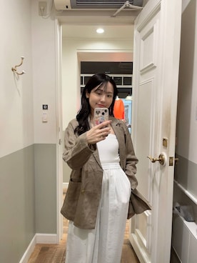 「A part by（アパートバイ）のチェーン2WAYBAG（ショルダーバッグ、ベージュ系）」を使った、miyuさん（レディース・154cm）の春コーディネート