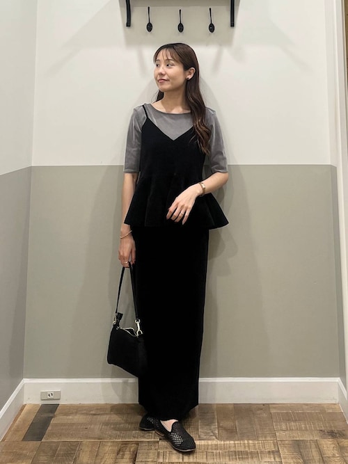 ハンドメイド【ワンピース、セットアップ】 洗える】シフォンドットバンドカラーワンピース(ワンピース