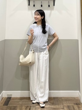 「A part by（アパートバイ）のハートモチーフバッグ（ショルダーバッグ、ホワイト系）」を使った、miyuさん（レディース・154cm）の春コーディネート