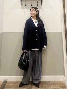 「アイテム（バレッタ/ヘアクリップ）」を使った、miyuさん（レディース・154cm）の秋コーディネート