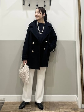 「apart by lowrys」｜「アイテム（ピーコート）」を使った、miyuさん（レディース・154cm）の冬コーディネート