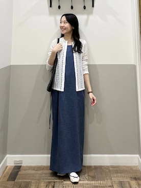 「A part by（アパートバイ）の≪追加6≫【WEB限定】キラキラビーズネックレス（ネックレス、ホワイト系）」を使った、miyuさん（レディース・154cm）の春コーディネート