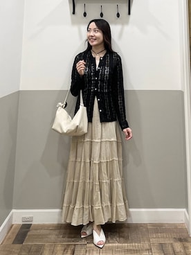 「A part by（アパートバイ）のハートモチーフバッグ（ショルダーバッグ、ホワイト系）」を使った、miyuさん（レディース・154cm）の春コーディネート