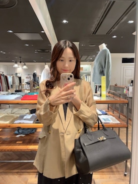 「A part by（アパートバイ）の≪追加3≫シアーWジャケット（テーラードジャケット、ベージュ系）」を使った、miyuさん（レディース・154cm）の春コーディネート