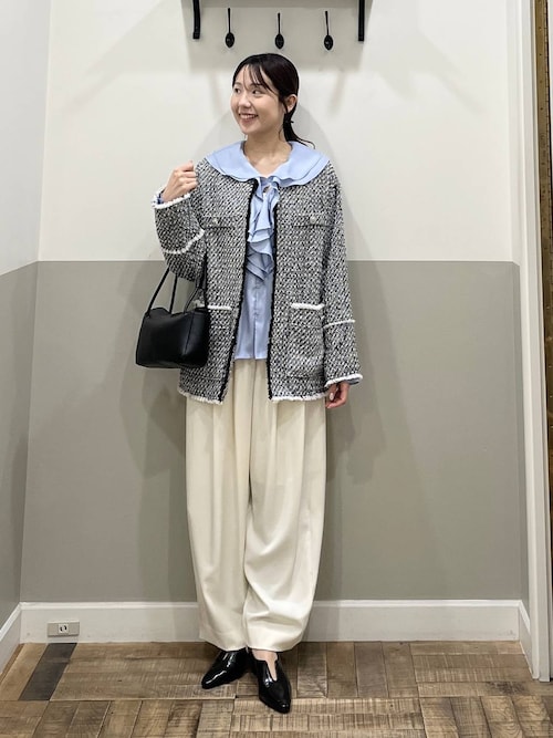 Sサイズ展開・セットアップ対応】ツイードノーカラージャケット（ノー