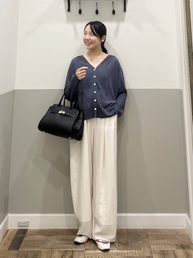 「A part by（アパートバイ）の【セレクト】AULENTTI_ベルトバッグ（ショルダーバッグ、ブラック系）」を使った、miyuさん（レディース・154cm）の夏コーディネート