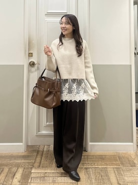 「アイテム（チュニック）」を使った、miyuさん（レディース・154cm）の冬コーディネート