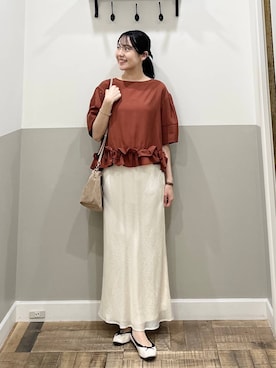 「A part by（アパートバイ）のチェーン2WAYBAG（ショルダーバッグ、ベージュ系）」を使った、miyuさん（レディース・154cm）の春コーディネート