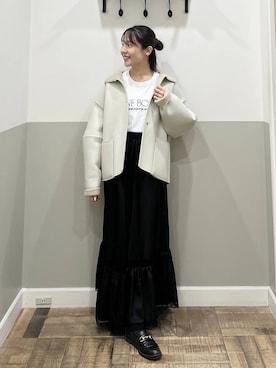 「SNAP_apart by lowrys」｜「アイテム（ブルゾン）」を使った、miyuさん（レディース・154cm）の秋コーディネート