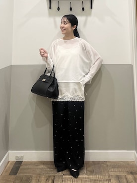 「A part by（アパートバイ）の【セレクト】AULENTTI_ベルトバッグ（ショルダーバッグ、ブラック系）」を使った、miyuさん（レディース・154cm）の春コーディネート