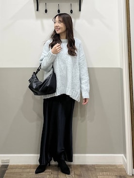「アイテム（チュニック）」を使った、miyuさん（レディース・154cm）の冬コーディネート