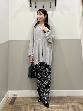 「A part by（アパートバイ）のリネンコンドロストカーディガン（Cardigans、グレー系）」を使った、miyuさん（レディース・154cm）の春コーディネート