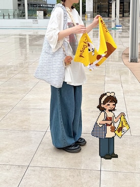「アイテム（トートバッグ）」を使った、s a k iさん（レディース・155cm・20代）の夏コーディネート