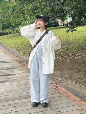 「アイテム（スウェットパンツ）」を使った、s a k iさん（レディース・155cm）の夏コーディネート