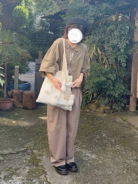 「サマンサ モスモス(Samansa Mos2)」｜「アイテム（スラックス）」を使った、s a k iさん（レディース・155cm）の秋コーディネート