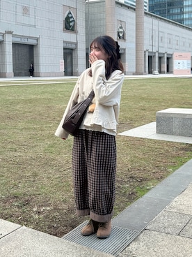 「アイテム（ノーカラージャケット）」を使った、s a k iさん（レディース・155cm）の秋コーディネート