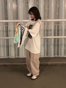 「アイテム（カーゴパンツ）」を使った、s a k iさん（骨格ナチュラル・レディース・155cm）の夏コーディネート