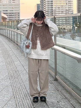 「nouvellemoi（ヌーベルモイ）のアイテム（スラックス）」を使った、s a k iさん（レディース・155cm）の秋コーディネート