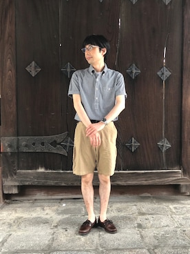 「ドミンゴ」｜「アイテム（モカシン/デッキシューズ）」を使った、D_MALL 京都さん（メンズ・165cm）の夏コーディネート