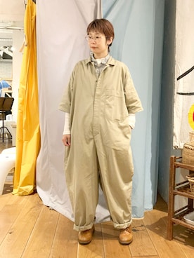 「ドミンゴ」｜「アイテム（オールインワン・サロペット）」を使った、D_MALL 京都さん（レディース・157cm）の春コーディネート