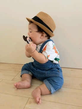 「BRANSHES（ブランシェス）のアイテム（オールインワン・サロペット）」を使った、aoto*senaさん（キッズ・70cm）の夏コーディネート