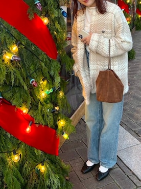 「アイテム（ノーカラーコート）」を使った、m.さん（骨格ウェーブ・レディース・154cm）の冬コーディネート