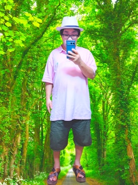 「Ruben（ルーベン）のアイテム（ハット、ホワイト系）」を使った、さとし🐨相互さん（メンズ・160cm）の夏コーディネート