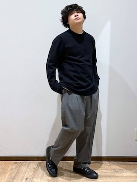 「GLOBAL WORK（グローバルワーク）のメルティクルーネックプルオーバー/116346（ニット/セーター）」を使った、いしかわさん（メンズ・168cm）の秋コーディネート